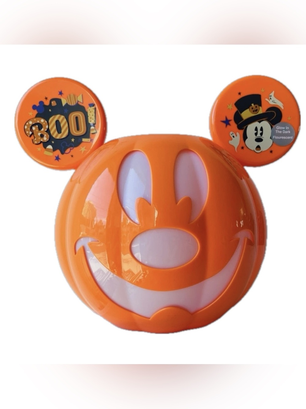 NWT Disney Mickey Mouse Halloween Pumpkin Glow-In-The-Dark Candy Bowl 2020